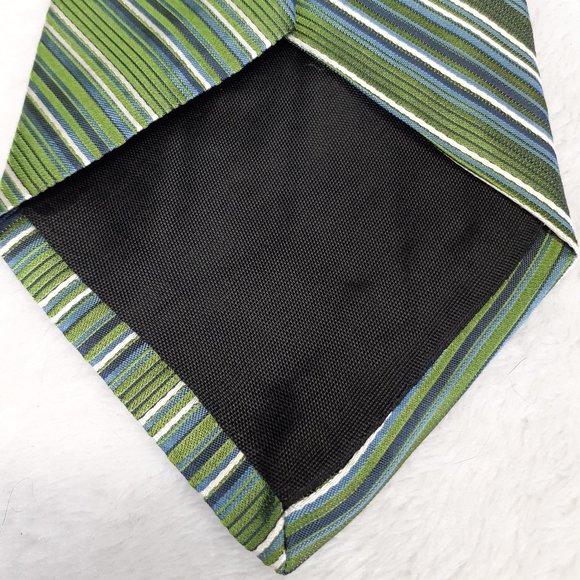 DKNY Men's Tie Diagonal Stripes Wide Green 57.5 In - Picture 5 of 6